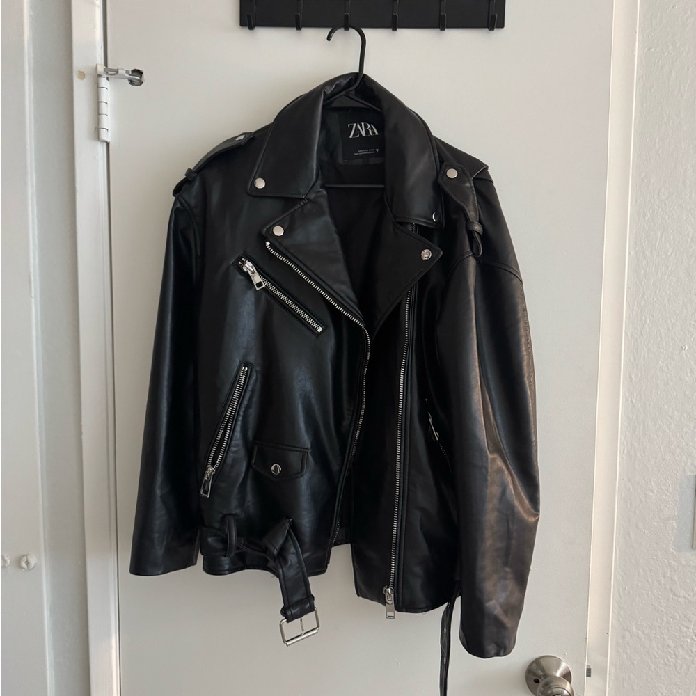 Zara oversized faux leather jacket